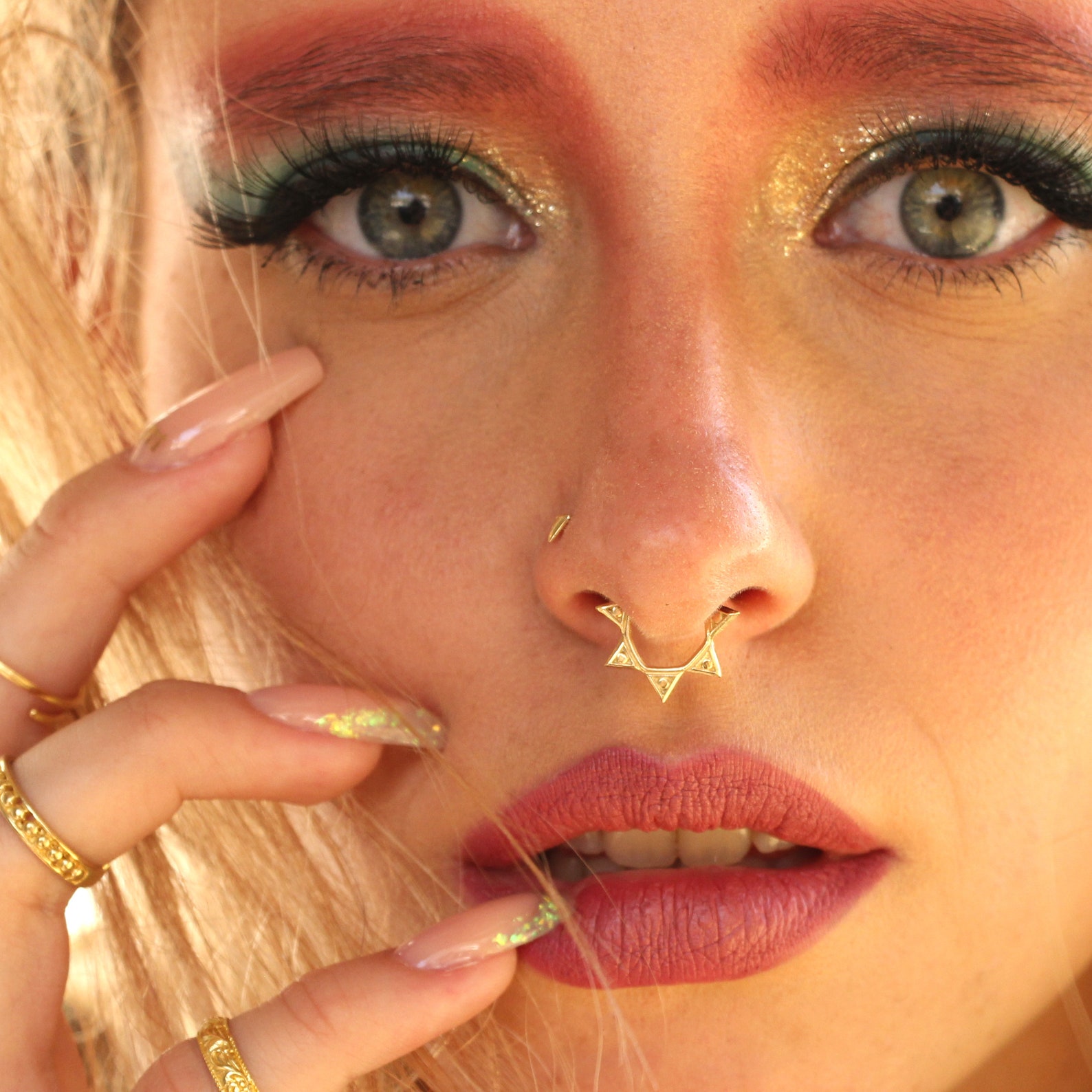 Gold Septum Ring Unique Septum Ring Septum Piercing Jewelry Etsy