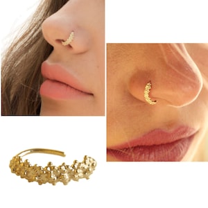Nose Ring, Tribal Nose Ring, Gold Nose Ring, Ear Piercing, Tribal Nose Piercing, Indian Nose Ring, 20g, Nose Piercing, Solid Gold Nose Ring