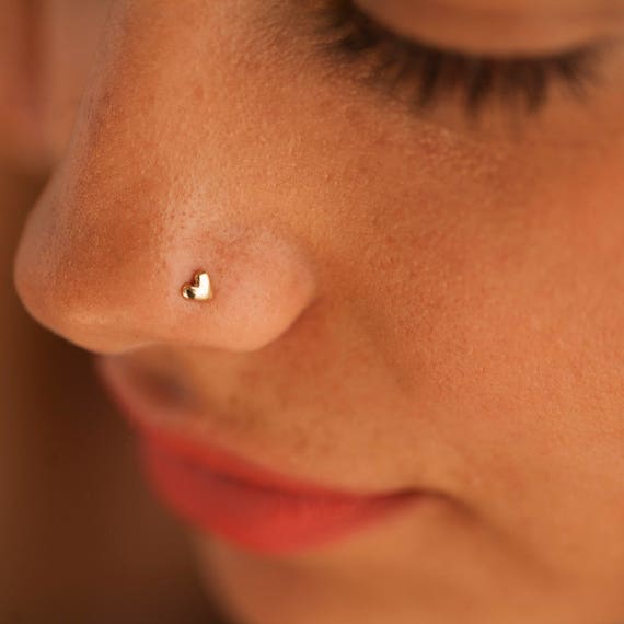Tiny Nose Stud Small Nose Stud Nose Screw Nose Ring Heart | Etsy