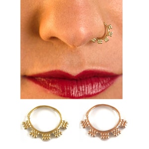 Créoles en or, Anneau de nez en or massif, Anneau de nez en or 14 carats, Créoles de nez en or 14 carats, Anneau de nez unique, Créoles de nez indiennes, calibre 20, piercing unisexe