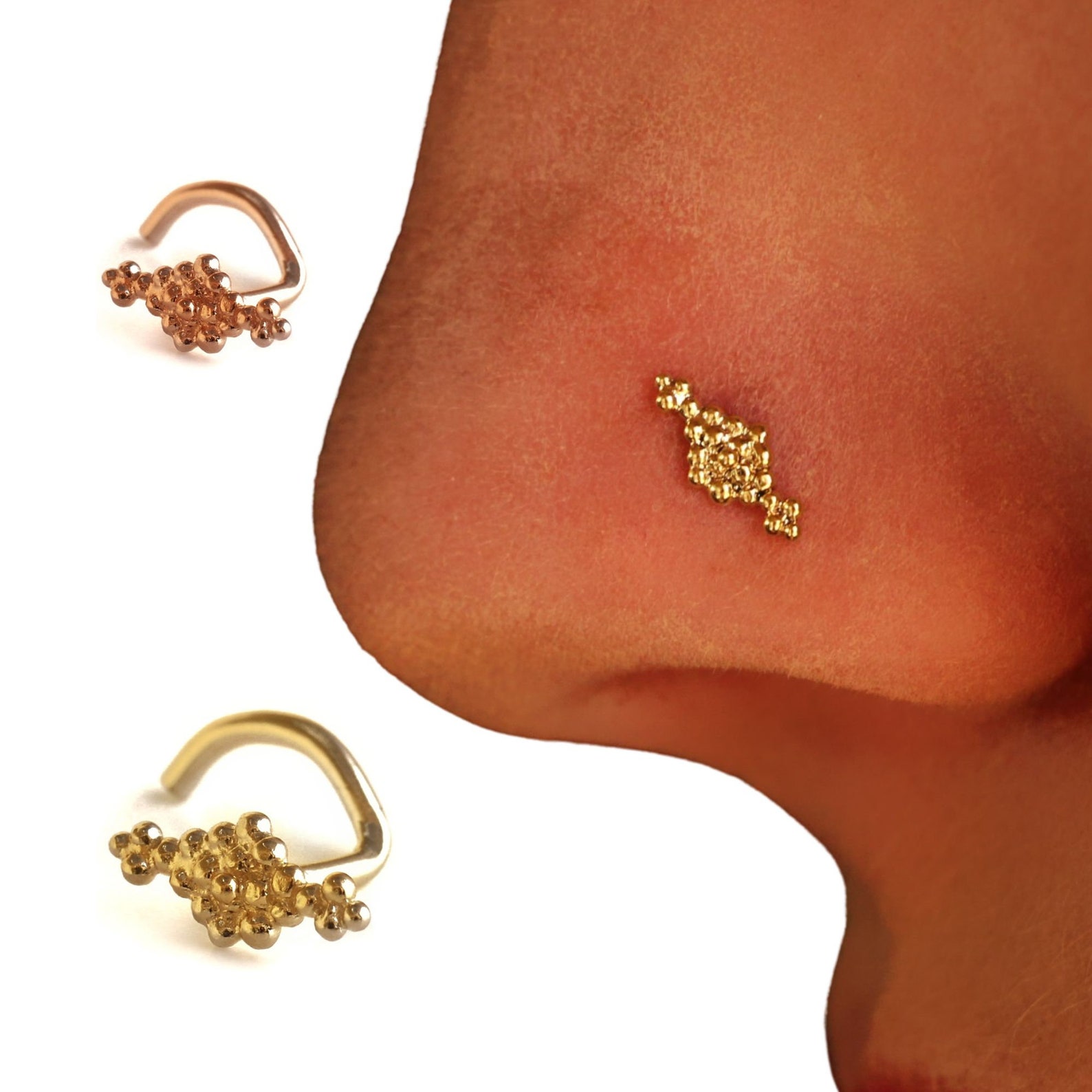 Tiny Gold Nose Stud Gold Nose Stud Tribal Nose Ring Nose Etsy