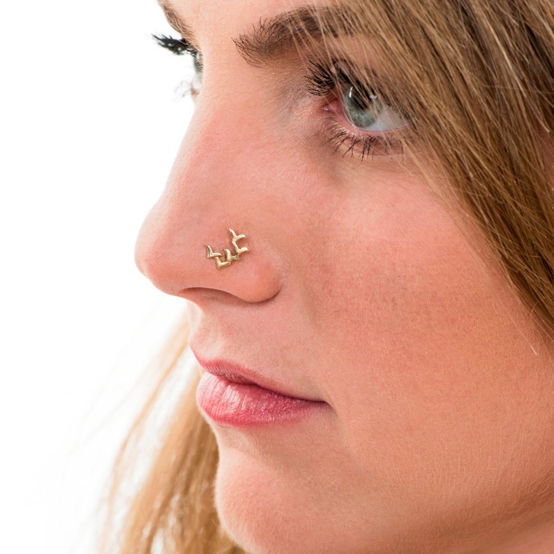 Stud de nez en or anneau de nez en or gros piercing de nez Etsy France