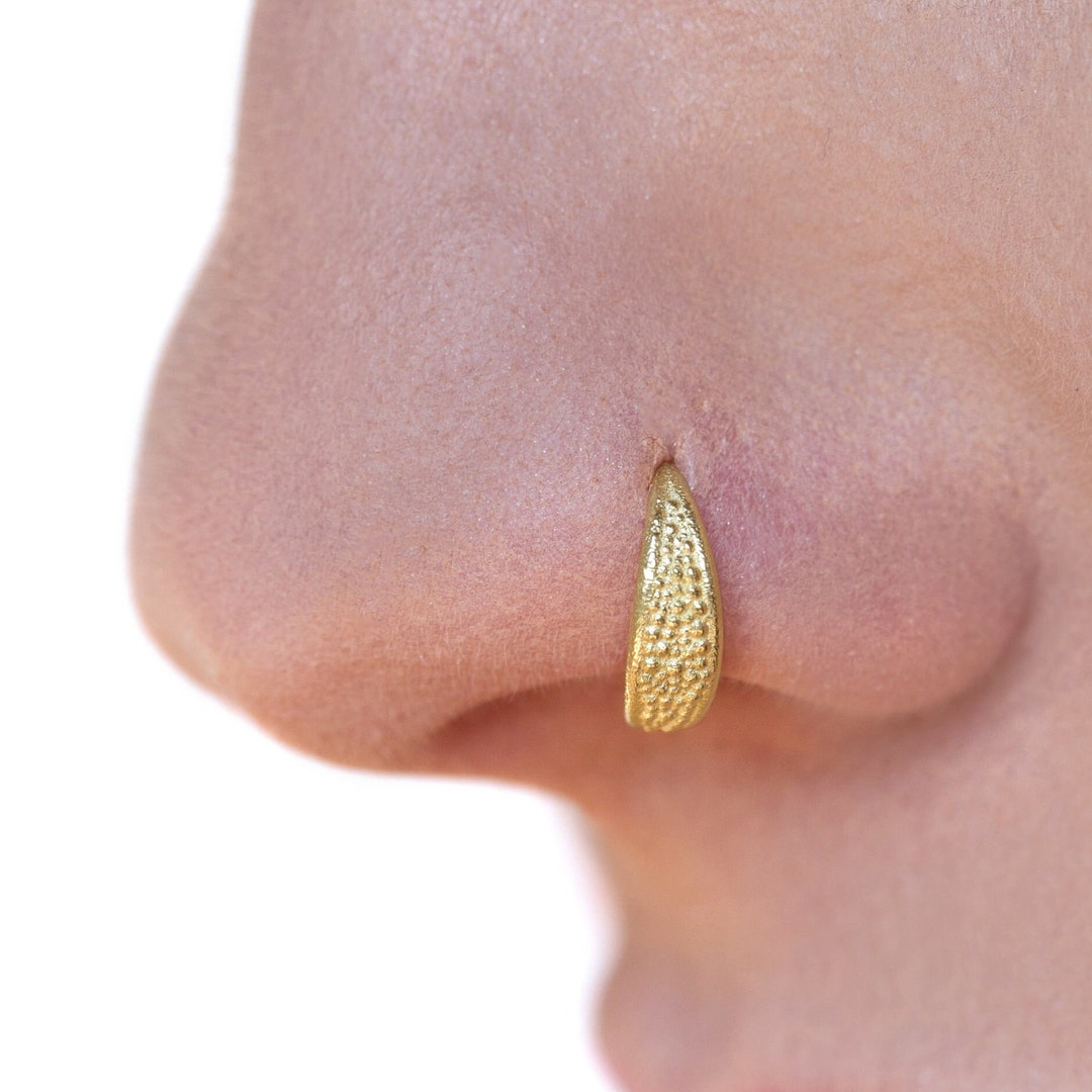 Gold Nose Ring, 14k Gold Nose Ring, 14k Gold Nose Hoop, Indian Nose Ring, Tribal Nose Ring, Real