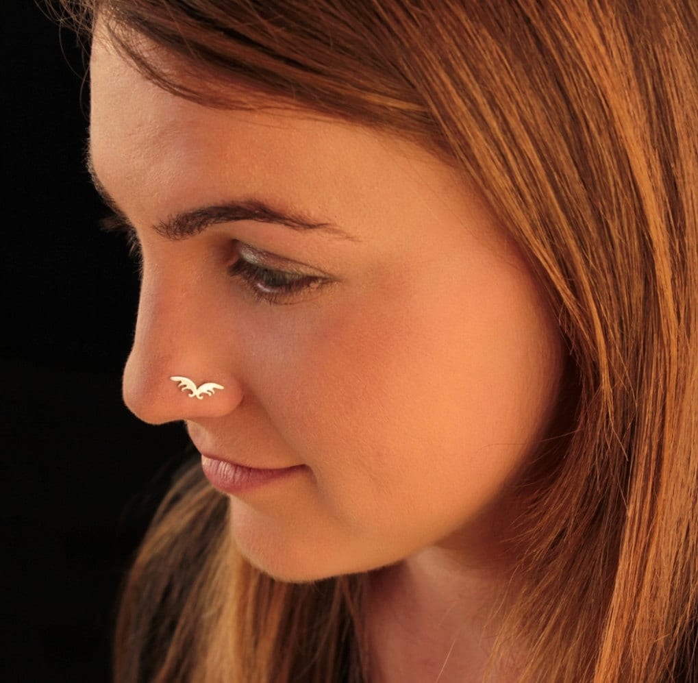 14K Gold Nose Stud Unique Nose Stud Large Nose Stud Tragus Etsy