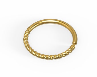 Gold Nose Ring, Gold Nose Hoop, 14K Gold Nose Ring, Solid Gold Nose Ring, Indian Nose Ring, Rope Nose Ring, Braided Nose Hoop, 18g, 20g
