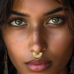 Großer Septum Ring, Großes Septum, 14k Gold Septum, Solid Gold Septum, Stammes-Septum Ring, indischer Septum Schmuck, 16 Gauge, 18 Gauge, 20 Gauge