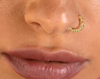 Indiase neusring, 14K gouden neusring, gouden neushoepel, Indiase neushoepel, gouden neusring, 14K neusring, gouden neushoepel, 16g, 18g, door Alagia