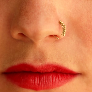 Gold Nose Ring, Indian Nose Ring, Nose Ring, Unique Nose Ring, Piercing Jewelry,  Nose Hoop, Piercing Nose, Nose ring, Solid Gold Nose Ring