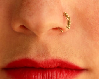 Gold Nose Ring, Indian Nose Ring, Nose Ring, Unique Nose Ring, Piercing Jewelry,  Nose Hoop, Piercing Nose, Nose ring, Solid Gold Nose Ring