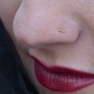 Gold Nose Stud, Unique Nose Stud, 20g Nose Stud, 18g Gold Piercing, Bar Piercing, Gold Helix Stud, Piercing Helix, Cartilage Earring, Indian