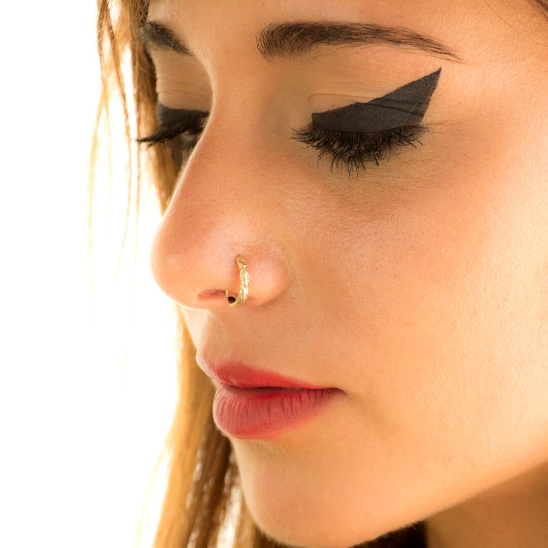 Gold Nose Ring Unique Nose Ring Indian Nose Ring 14K Gold Nose Ring 20g Nose Ring Piercing Jewelry Unique Piercing Jewelry Nose Hoop Etsy Israel