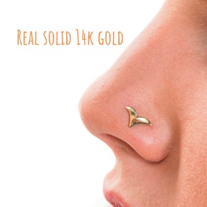Solid Gold Nose Stud, Bird Nose Stud, Nose Stud, Nose Piercing, Indian Nose Stud, Tribal Piercing, Nose Pin, Small Nose Stud, 14k Nose Stud