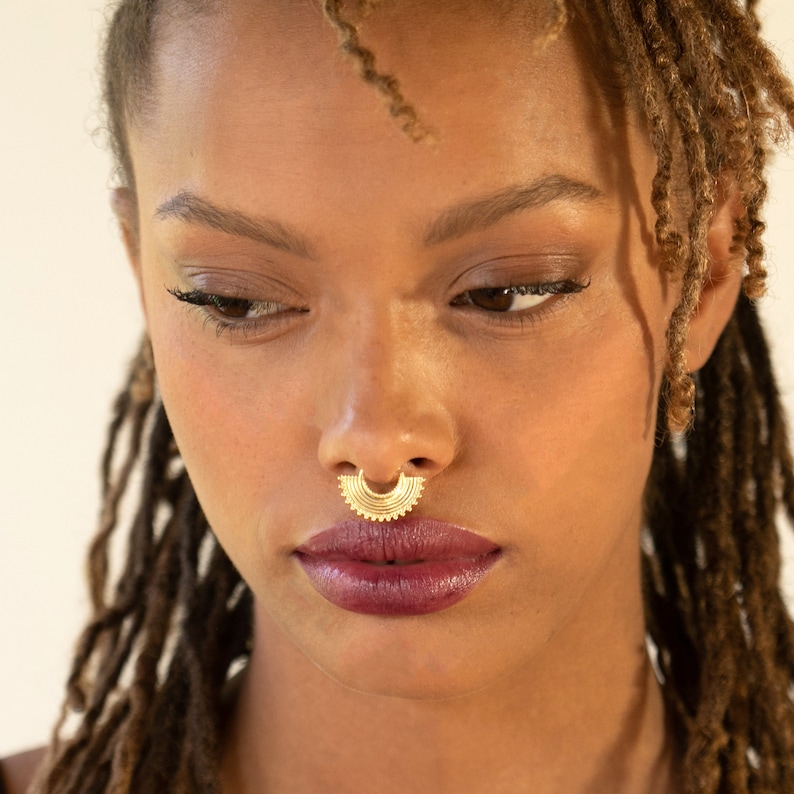 14K Gold Nose Ring 14K Gold Nose Hoop Tribal Nose Hoop Etsy