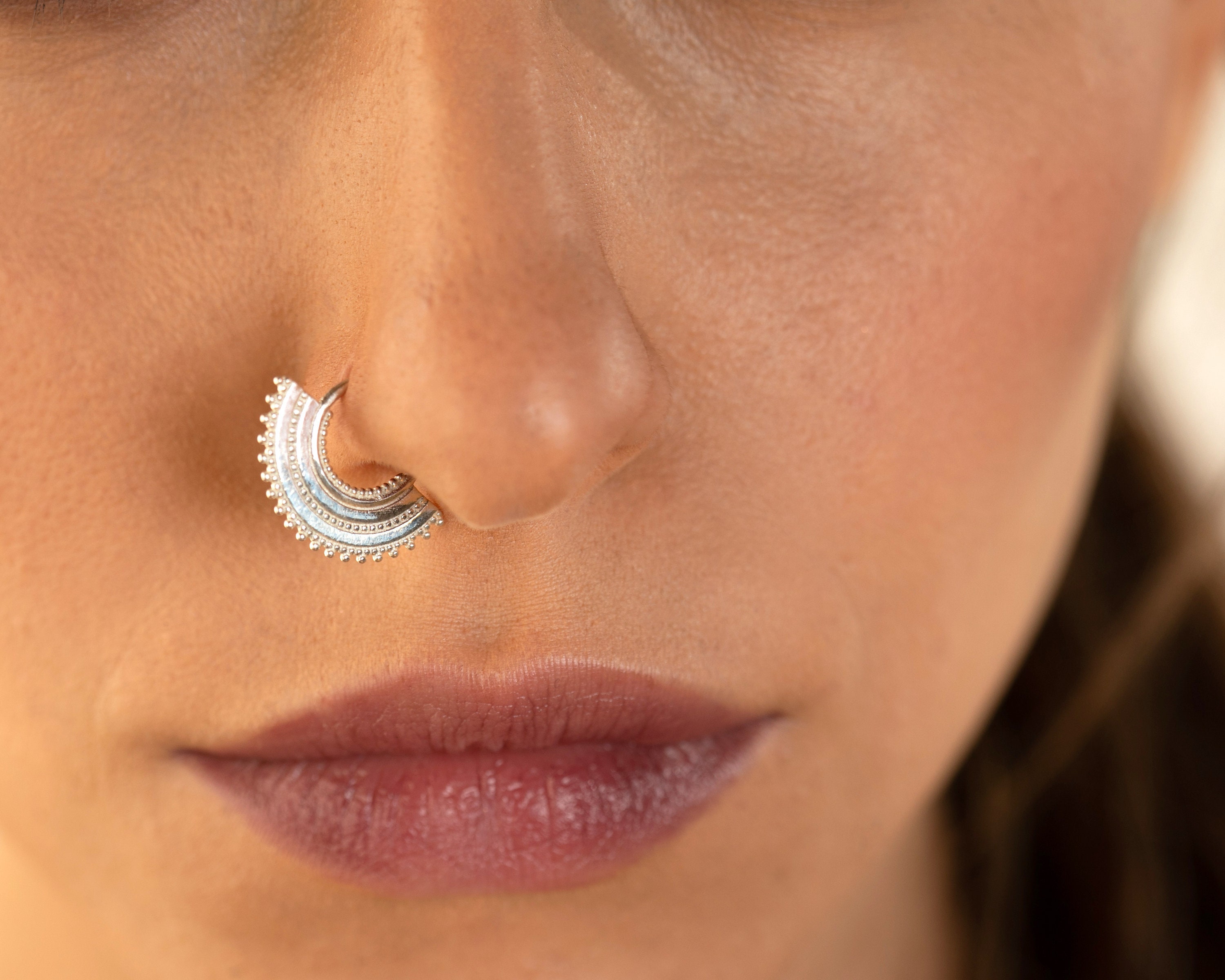 Silver Nose Ring Sterling Silver Nose Ring Tribal Nose Ring Etsy