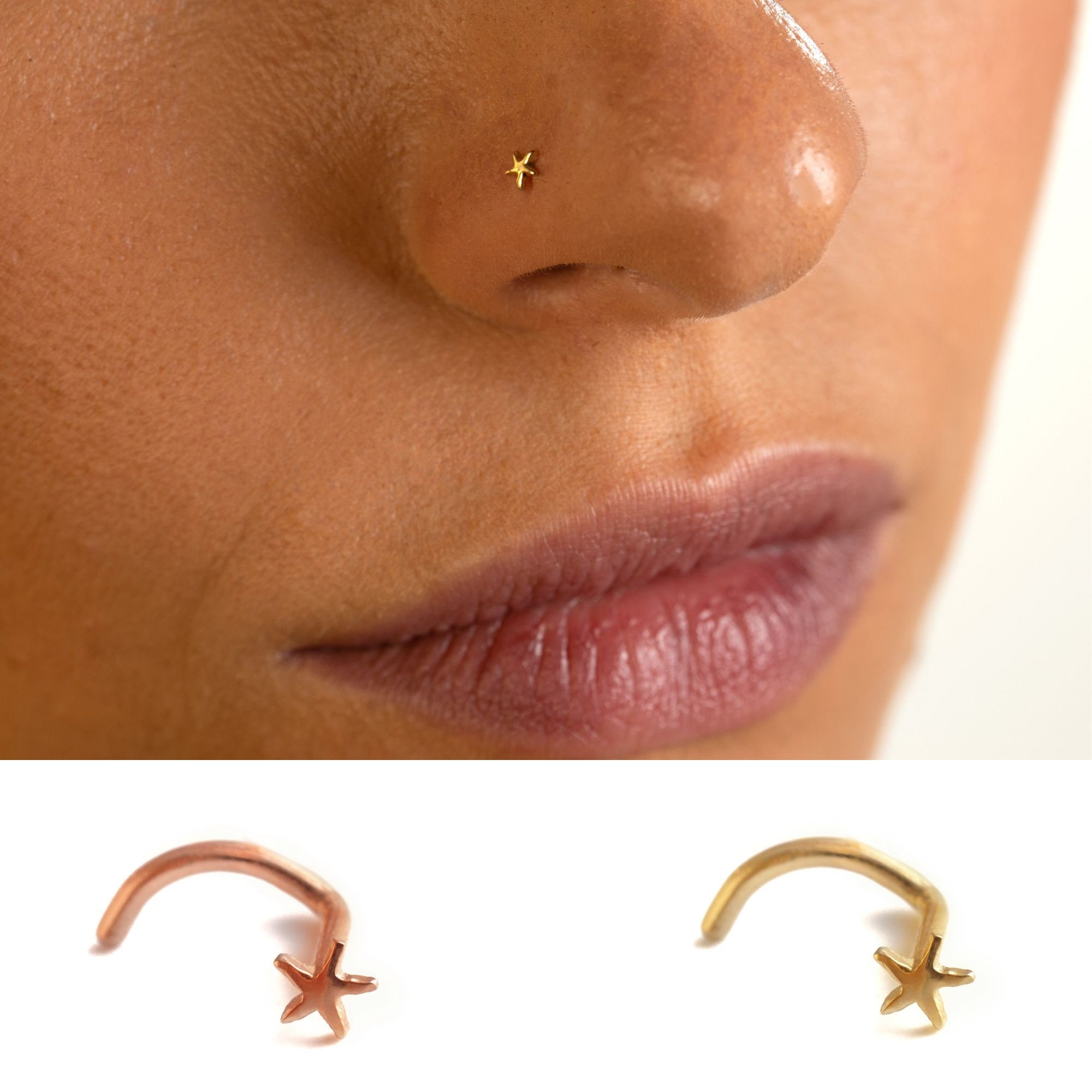 Nose & Cartilage 20G Hoop Ring Star Charm Anodized Surgical Steel - Sold  Each
