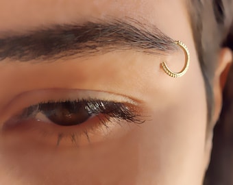14K ゴールド 眉毛リング、眉毛ピアス、純金ピアス、14K ゴールド