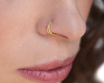 Gold Nose Ring, Unique Nose Ring, Indian Nose Ring, Double Nose Ring, Double Cartilage Hoop, Daith Hoop, 14K Yellow /Rose Gold, 16g, 18g,20g