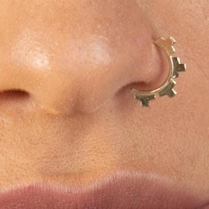14k Solid Gold Nose Ring, Daith Hoop, Gold Rook Piercing, Helix Hoop, Cartilage Ring, Gold Piercing, Tribal  Jewelry, rose gold nose ring