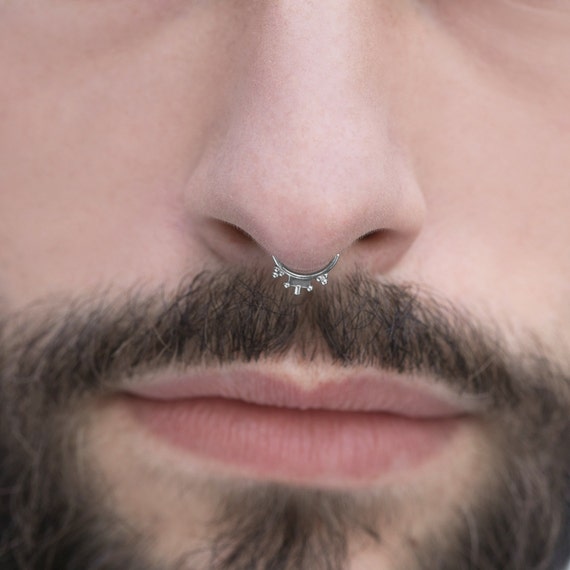 Minimal Chain Septum Nose Ring Silver Septum Piercing Small Septum Nosepin  Gift | eBay