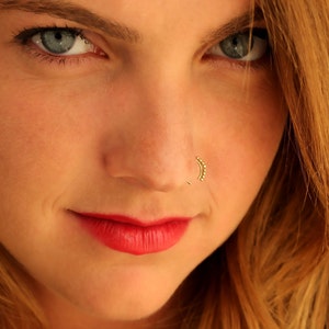 Gold Nose Ring, Nose Hoop, Gold 14k Nose Piercings, Indian Nose Ring, Unique Nose Ring, Nose Ring, Tribal Nose Ring, Indian Nose Ring