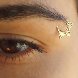 Gold Eyebrow Ring, Eyebrow Piercing, Solid Gold Piercing, 14k Gold Piercing Jewelry, Gold Eyebrow Jewelry, Eyebrow Ring, 20g,Indian Piercing