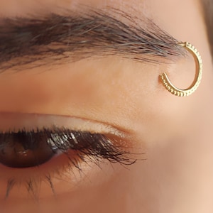 Eyebrow Ring 14k, Gold Eyebrow Ring, Eyebrow Piercing, Solid Gold Piercing, 14k Gold Piercing Jewelry, Gold Eyebrow Jewelry, Tribal Piercing