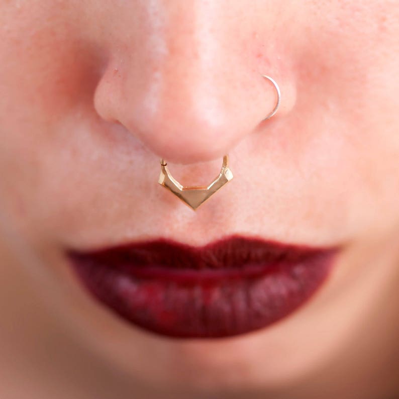 Gold Septum Ring Nose Hoop Tribal Septum Nose Jewelry Gold Etsy