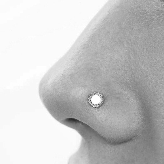 Handmade Piercing Jewelry Nipple Rhombus Shaped Indian Nose Screw Helix Fits Nostril 20 Gauge Rook Silver Tiny Nose Stud Tragus Cartilage 