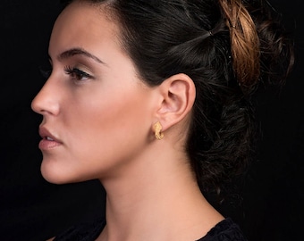 Pendientes de oro de 18K, Pendiente de oro macizo, Pendiente de aro abierto, Pendientes finos, Joyería fina, Pendientes de oro amarillo macizo, Pendientes de oro, Stud de oro
