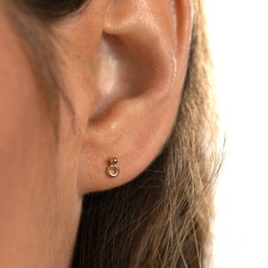 Solid Gold Earrings, Small Stud Earrings, Tiny Gold Studs, Circle Earrings, Tiny Stud Earrings, Small Gold Earrings, fits Tragus & Cartilage