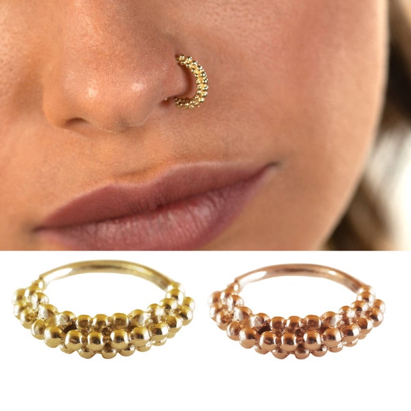 Gold Nose Hoop, Gold Nose Ring, Indian Nose Ring, Indian Nose Hoop, 14K Gold Nose Ring, 14K Gold Nose Hoop, 16g, 18g, 20g, Unique, Boho