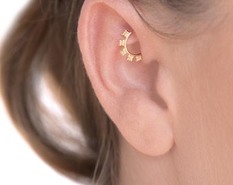 Gold Rook Earring, Rook Piercing, Rook Jewelry, Daith Earring, Daith Piercing, Septum Jewelry, Cartilage Earring,Piercing Helix,14k Piercing