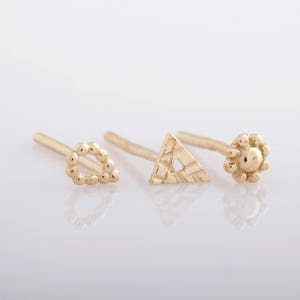 Earring Set, Post Earrings, Tiny Earrings, Stud Earrings, Tiny Gold Earrings, Small Stud Earrings, 14k Gold Earrings, Stud Earring Set, Set image 1