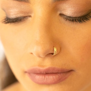 Tribal Nose Ring, Dainty Nose Ring, Indian Nose Ring, Unique Nose Ring, Hippie Piercing, Nose Ring, 20g-16g, 14k Gold/Gold Plated/925 Silver