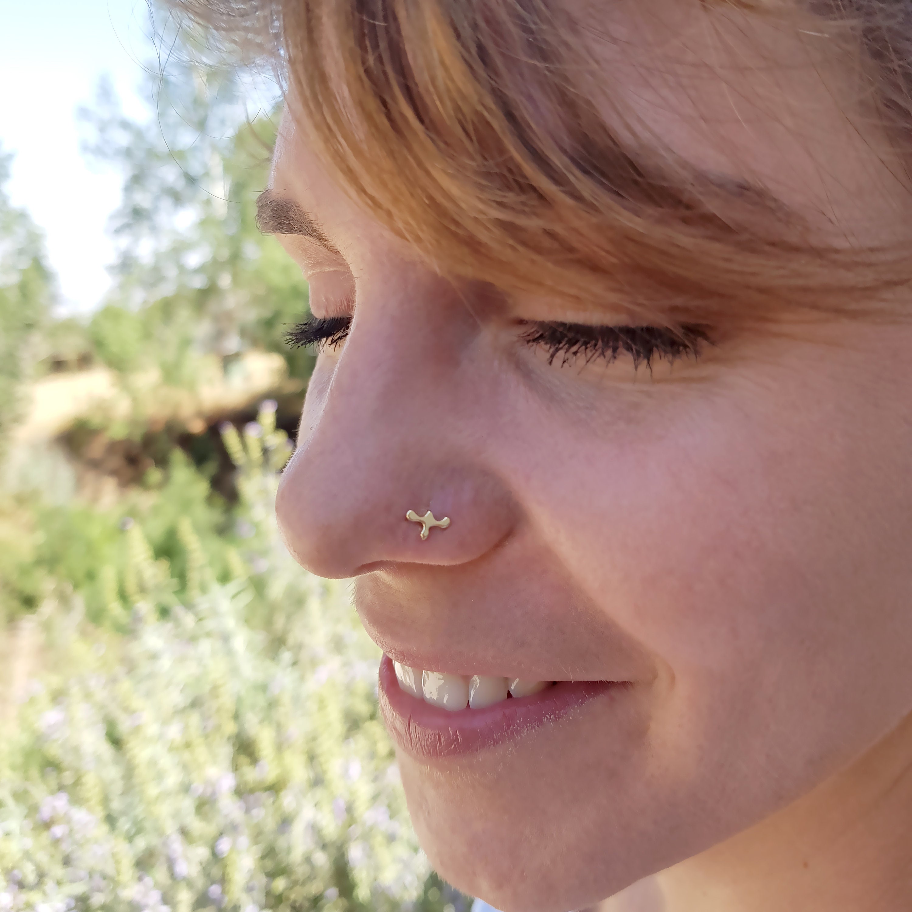 Gold Nose Stud Nose Ring Stud Unique Piercing Gold Nose