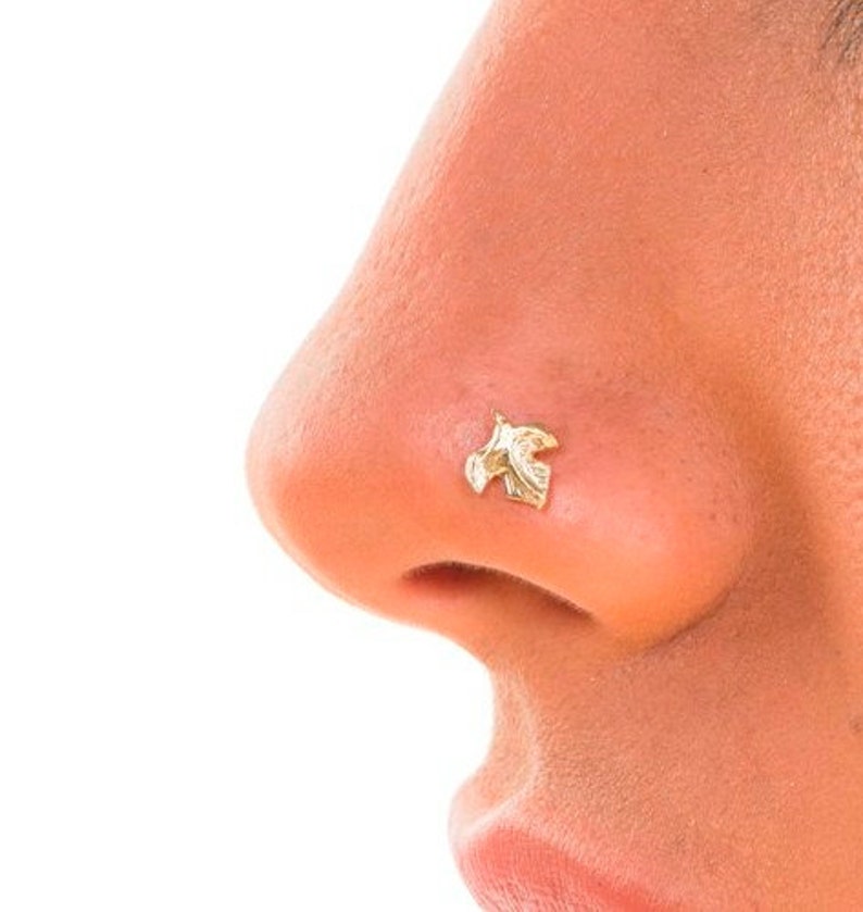 14K Gold Nose Stud 14K Gold Nose Ring 14K Gold Piercing Etsy