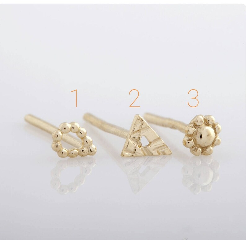 Earring Set, Post Earrings, Tiny Earrings, Stud Earrings, Tiny Gold Earrings, Small Stud Earrings, 14k Gold Earrings, Stud Earring Set, Set image 5