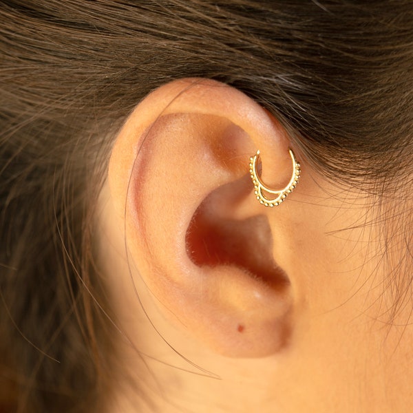 Forward Helix Hoop, Helix Earring, Forward Helix Ring, Helix Piercing Gold, Cartilage Hoop, 14k Gold Piercing, 14k Gold Helix, 16g, 18g, 20g