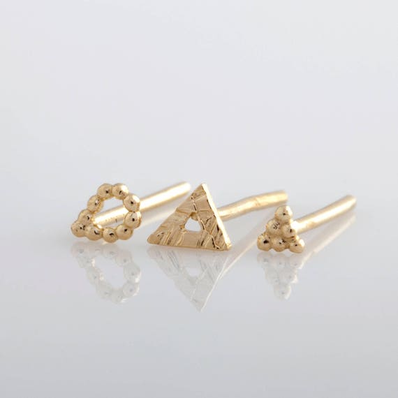 Gold Earring Set Post Earrings Tiny Earrings Gold Stud | Etsy