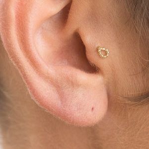 Gold Tragus Earring, Tragus Piercing, Tragus Jewelry, Tragus Stud, Cartilage Stud, Helix Stud, Indian Nose Stud, 16g, 18g, 20g, 22g, 23g,14K