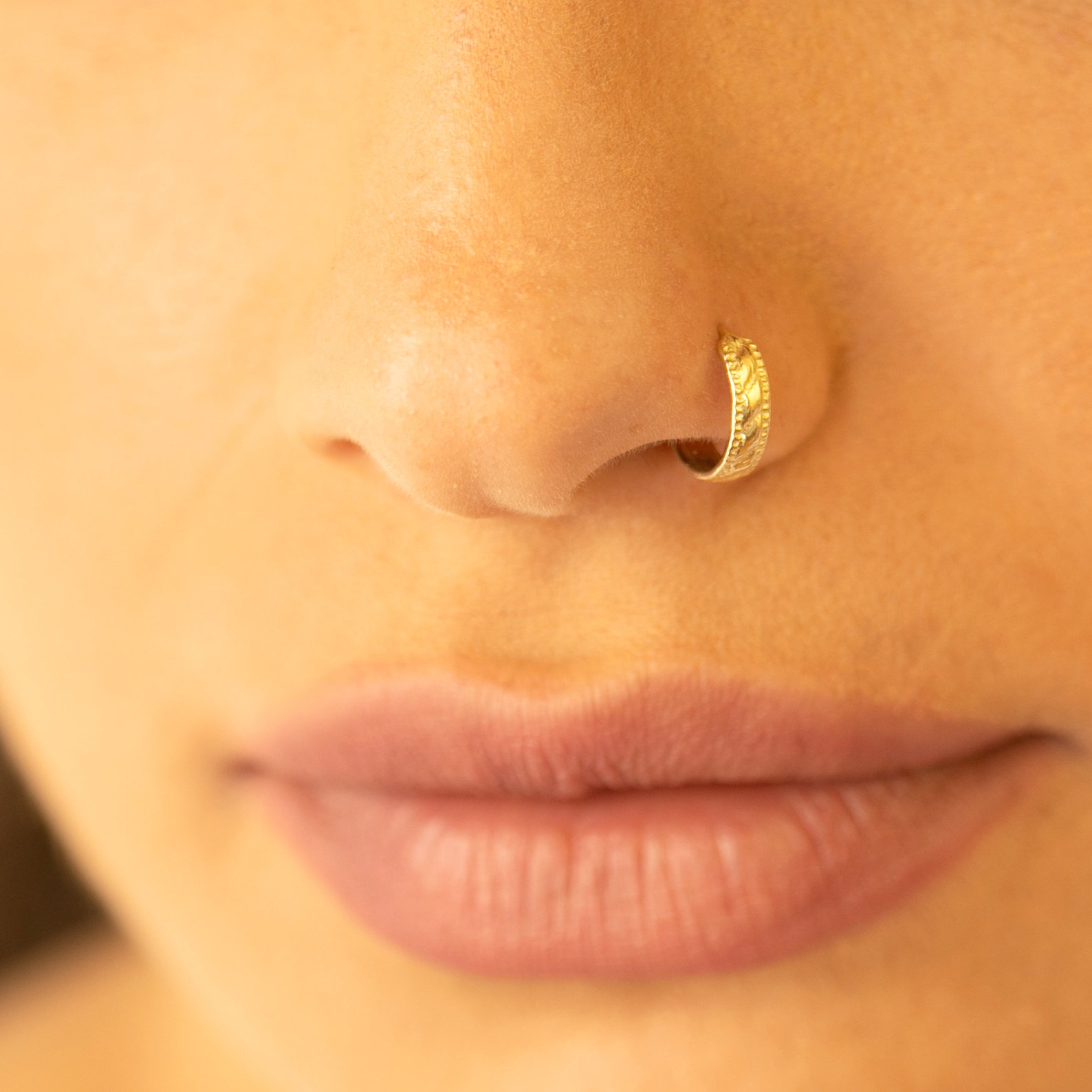 14K Gold Nose Ring 14k Gold Nose Piercing Indian Nose Ring Etsy