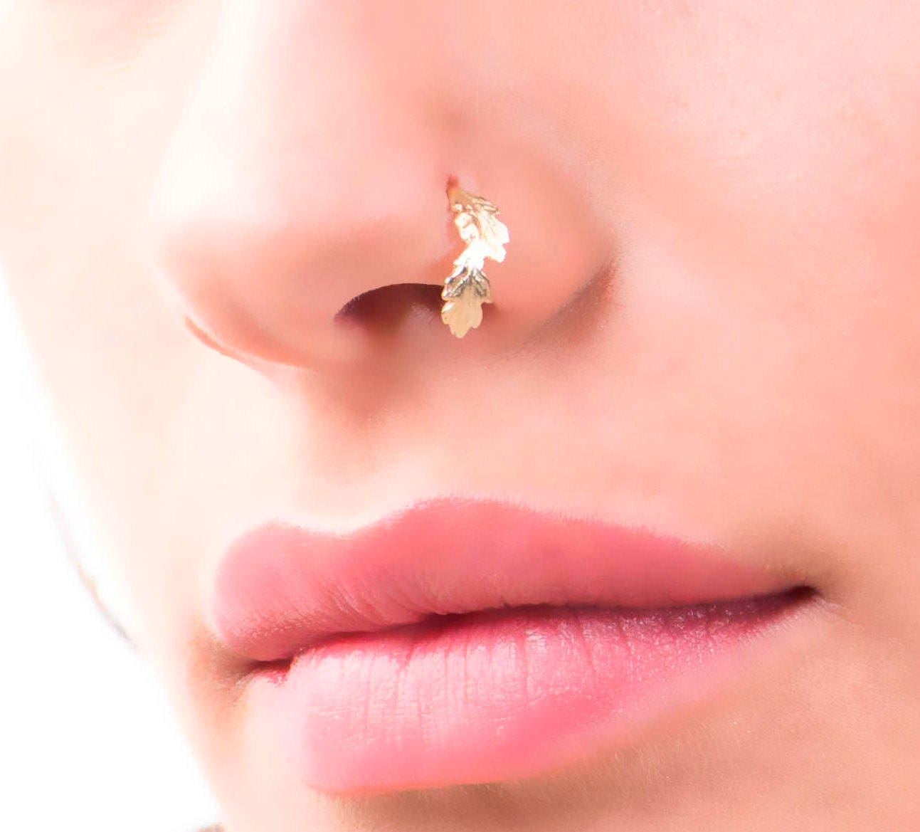 Tiny Double Hoop Gold Nose Ring Spiral Nose Ring 20 Gauge 8 mm Piercing Set  2￼ | eBay