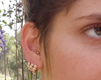 Small Hoop Earrings, Tiny Hoop Earrings, 14k Gold Flowers Earrings, Gold Small Hoop Earrings, Rose Gold Hoop Earrings, Bridal Small Hoops