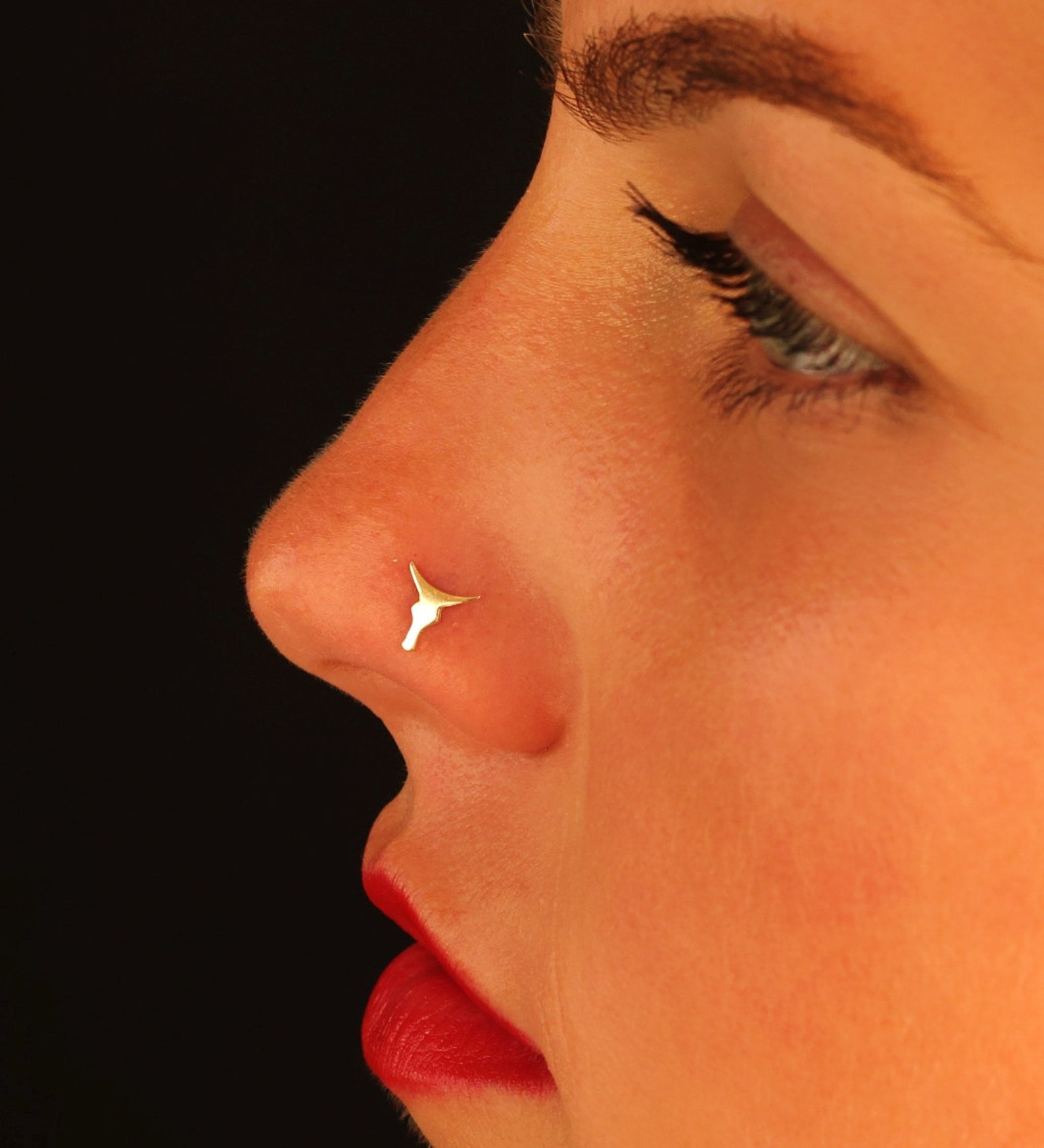 14k Gold Nose Stud Unique Nose Stud Gold Nose Ring Nose Etsy
