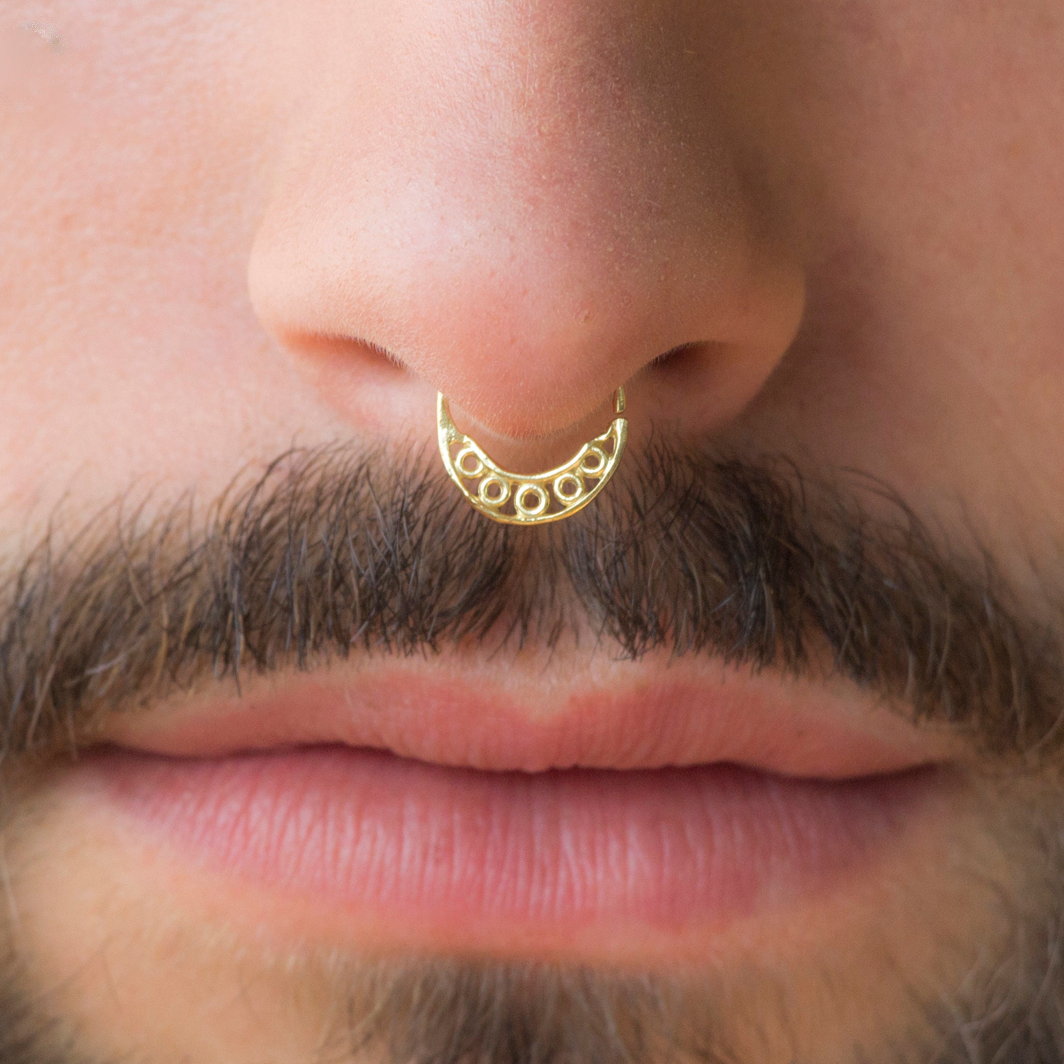 Gold Septum Ring Septum for Men Gold Septum Men Tribal Etsy