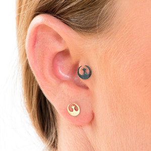 14K Gold Earrings, Statement Earrings, Gothic Earrings, Star Wars Earring, Tiny Gold Earring, Elegant Earrings, Stylish Earrings, Gold Studs image 2