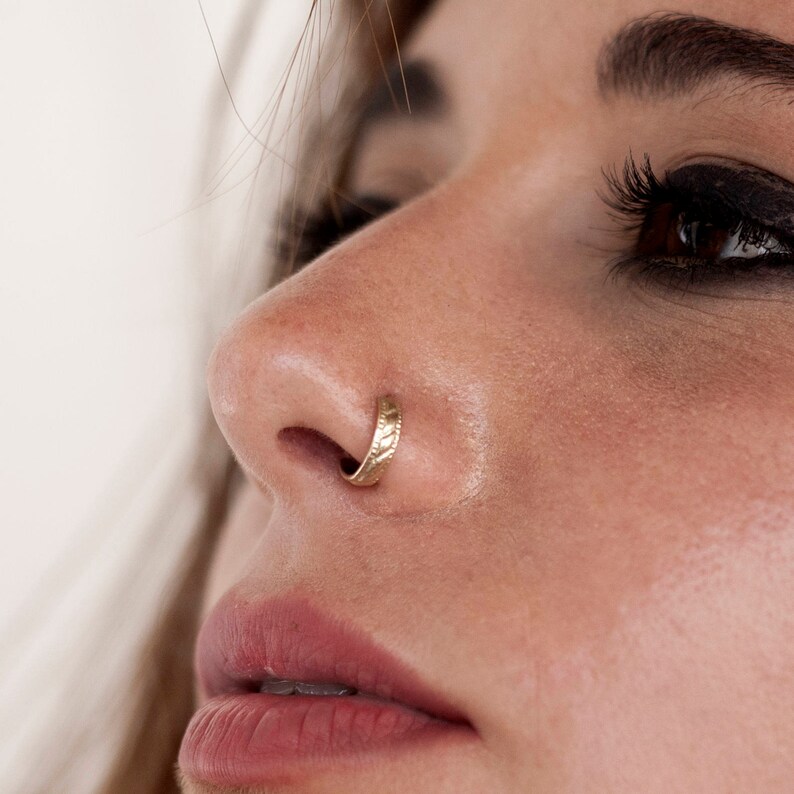14K Gold Nose Ring 14k Gold Nose Piercing Indian Nose Ring Etsy