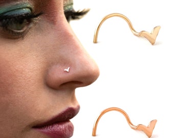 Unique Nose Stud, Nose Ring Stud, Gold Nose Stud, Small Tiny Nose Stud, Indian Nose Stud, Fits Tragus, Cartilage Piercing, Bird, 20g, Screw