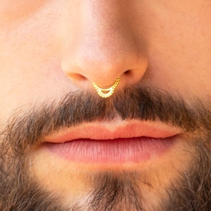 Septum Ring Männer, Septum Schmuck für Männer, Gold Septum Männer, Septum Piercing, Einzigartige Septum Ring, Stammes-Septum, Septum, 14k Gelb/Roségold