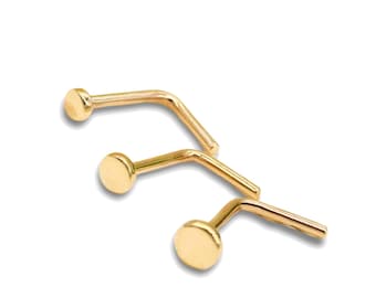 Dot Nose Stud, Minimalist Nose Stud, Tiny 14k Gold Nose Stud, Solid Gold Nose Stud, Small Nose Stud, Flat Dot Nose Stud, Tiny Gold Nose Pin